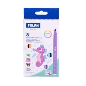 ROTULADOR MILAN PUNTA CONICA 8 COLORES PASTEL