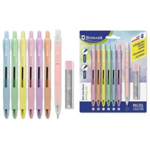 SET 6 BOLIGRAFOS CLIP PASTEL+PORTAMINAS+MINAS