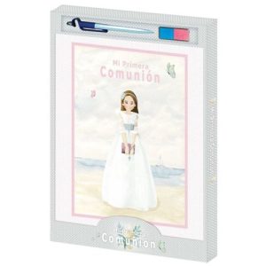 LIBRO COMUNION NIÑA PLAYA+BOLIGRAFO+TAMPON HUELLAS