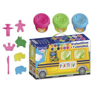 SET AUTOBUS PLASTILINA 12 COLORES+UTENSILIOS